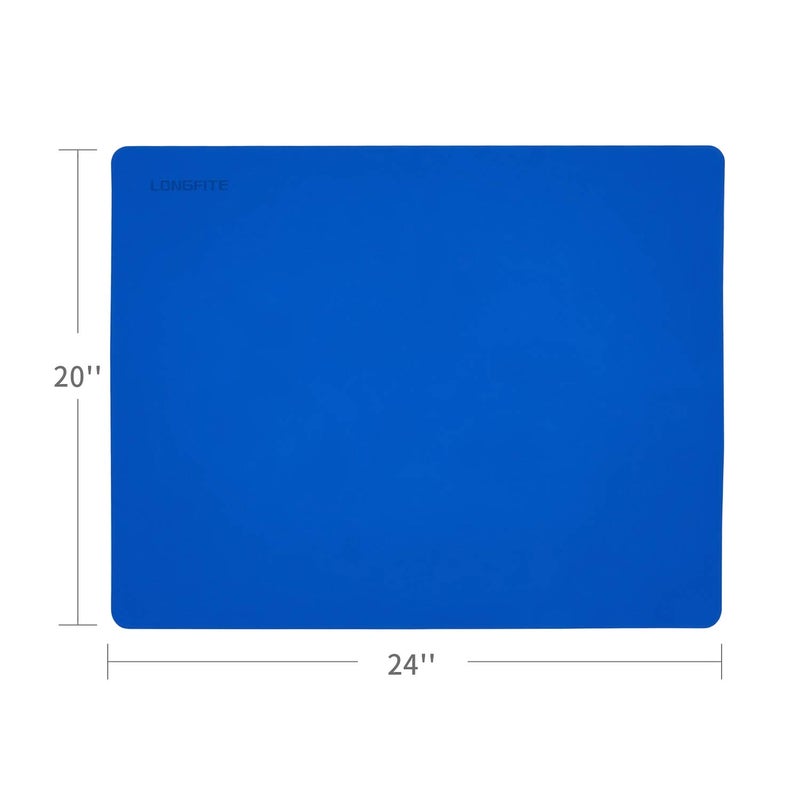 LONGFITE Silicone Baking Mat Extra Large 23.6''x19.7'' for Dough Rolling Pastry Fondant Mat Nonstick and Nonskid Heat Resistent, Countertop Protector, Dining Table Mat and Placemat (Extra Large, Blue) - Image 1